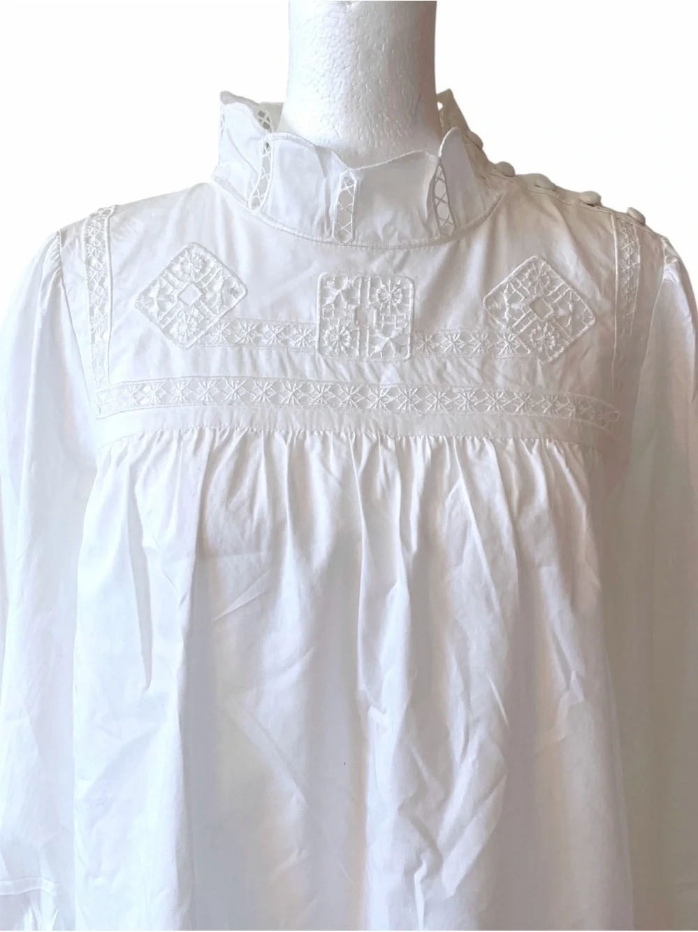 Free People Another Eternity Top Boho Crochet Lace White Bell Sleeve Small NWOT